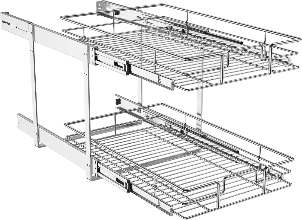 LOVMOR Individual Pull Out Cabinet Organizer, 2 Tier Slide Out Cabinet Drawer...