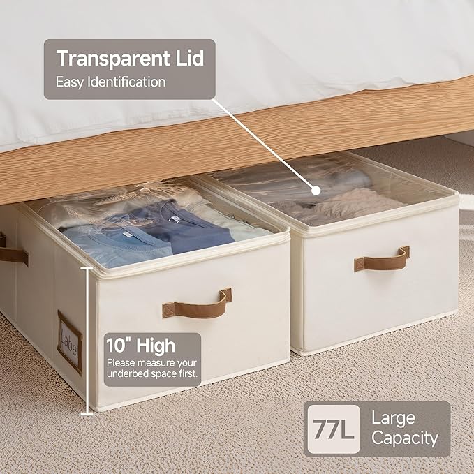 StorageWorks Under Bed Storage Bins, 90L Clothes Organizer
