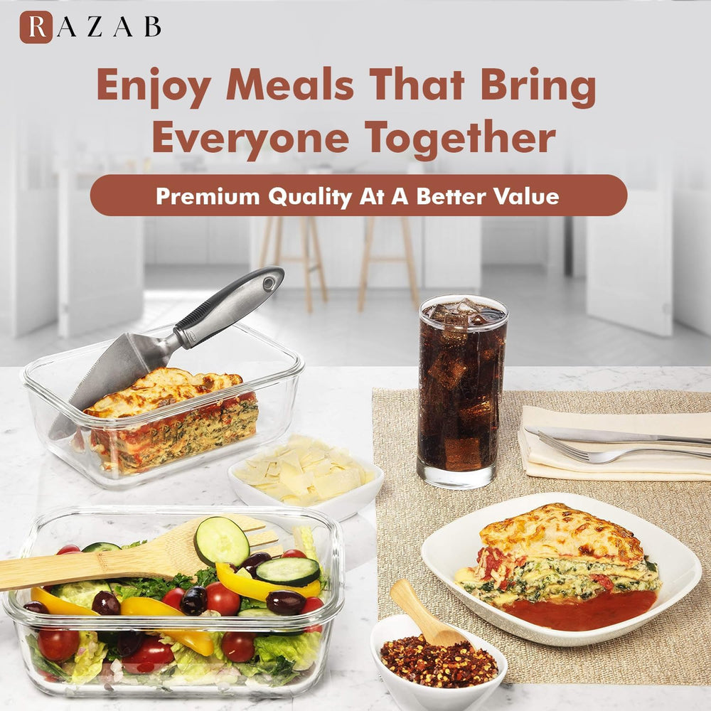 8 Cups/ 63 Oz 4 Piece (2 containers + 2 Lids) Large Glass Food Storage/ Bakin...