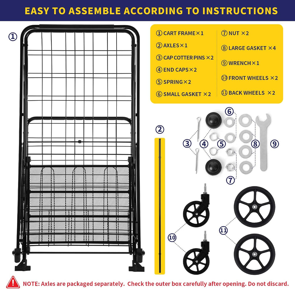 BIEAMA Folding Shopping Cart, 450 Lb Capacity Grocery Cart, Extra Large