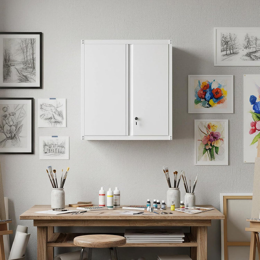 Metal Wall Cabinets, Kitchen Wall Hanging Cabinet, Locking Steel Storage Cabi...