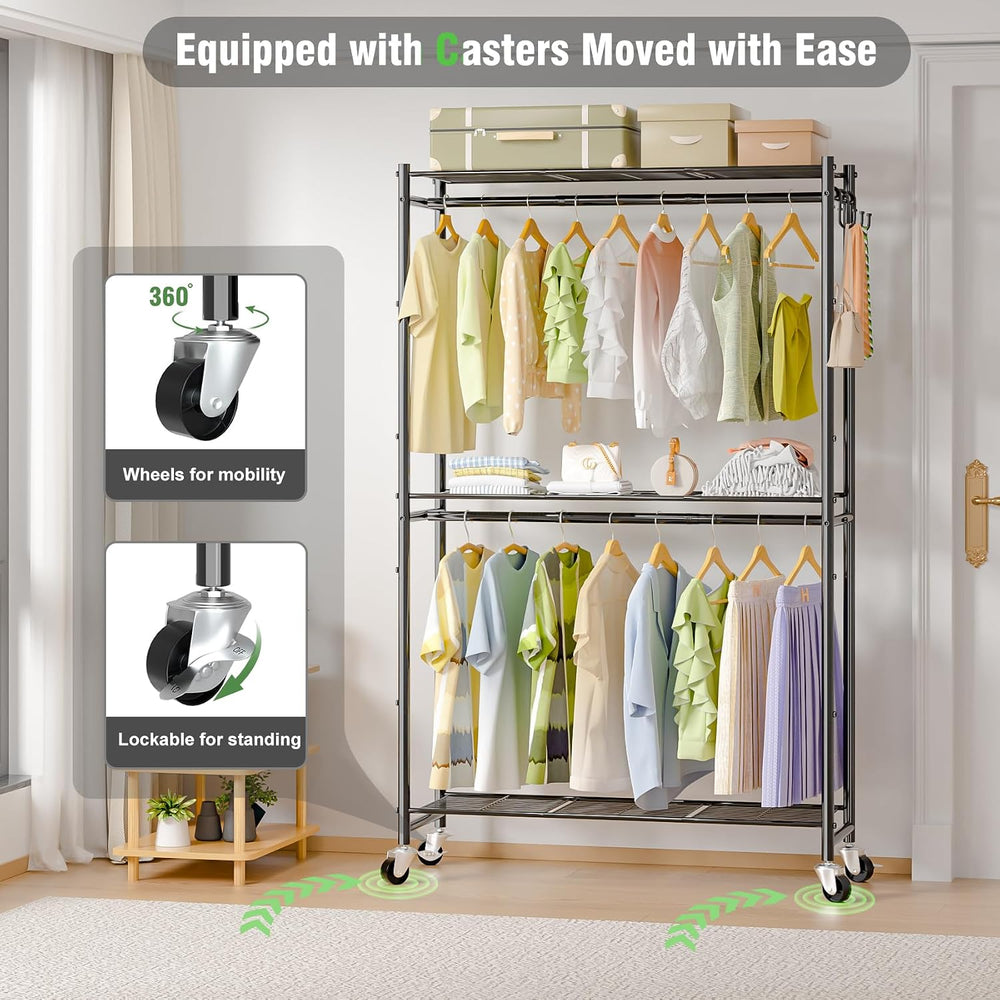 Neatrays Rolling Clothes Rack for Hanging Clothes, 47.2"x 11.8"x 79...