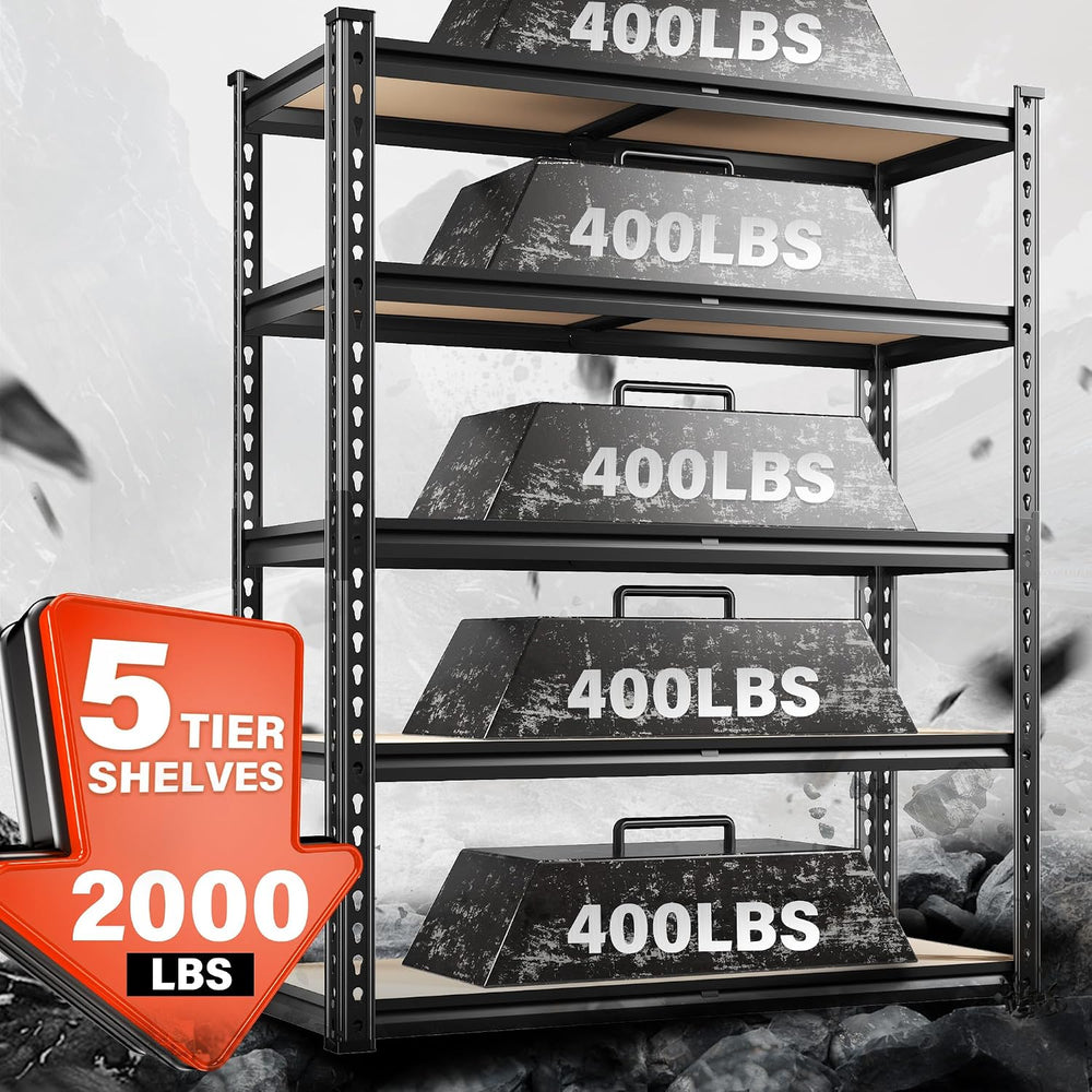 REIBII 72" Garage Shelving, Heavy Duty Storage Shelves 2000LBS, 5 Tier M...
