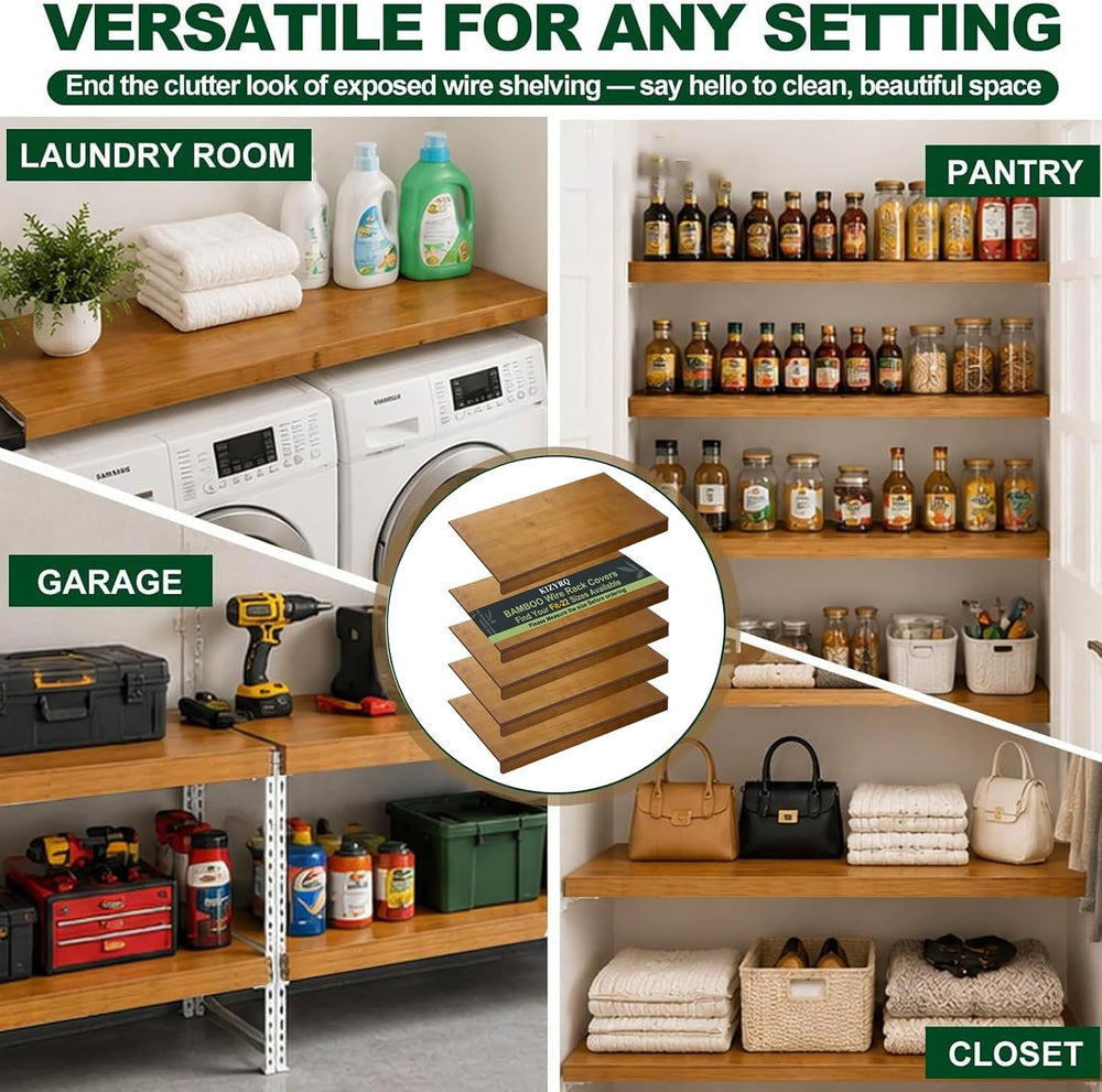 Wire Shelf Covers for Pantry, Bamboo Shelf Covers for Wire Shelving Closet