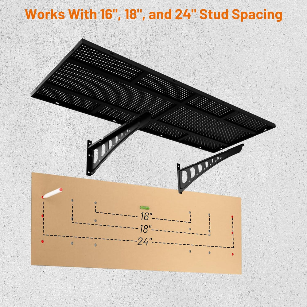 2-Pack 1.5x4ft Garage Wall Shelving, 500 Lbs Heavy Duty Garage Shelving Wall ...