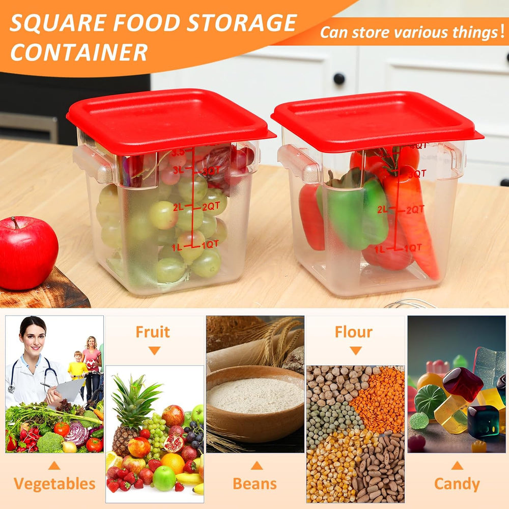 Yungyan 6 Pcs Commercial Clear Food Storage Containers 4 Qt Square Acrylic Ai...