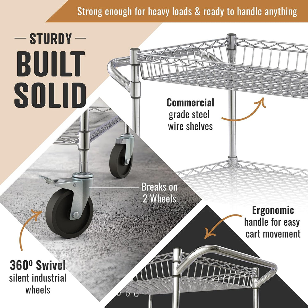 3 Tier | 34" Length | Heavy Duty & Longer Wire Commercial Grade Roll...