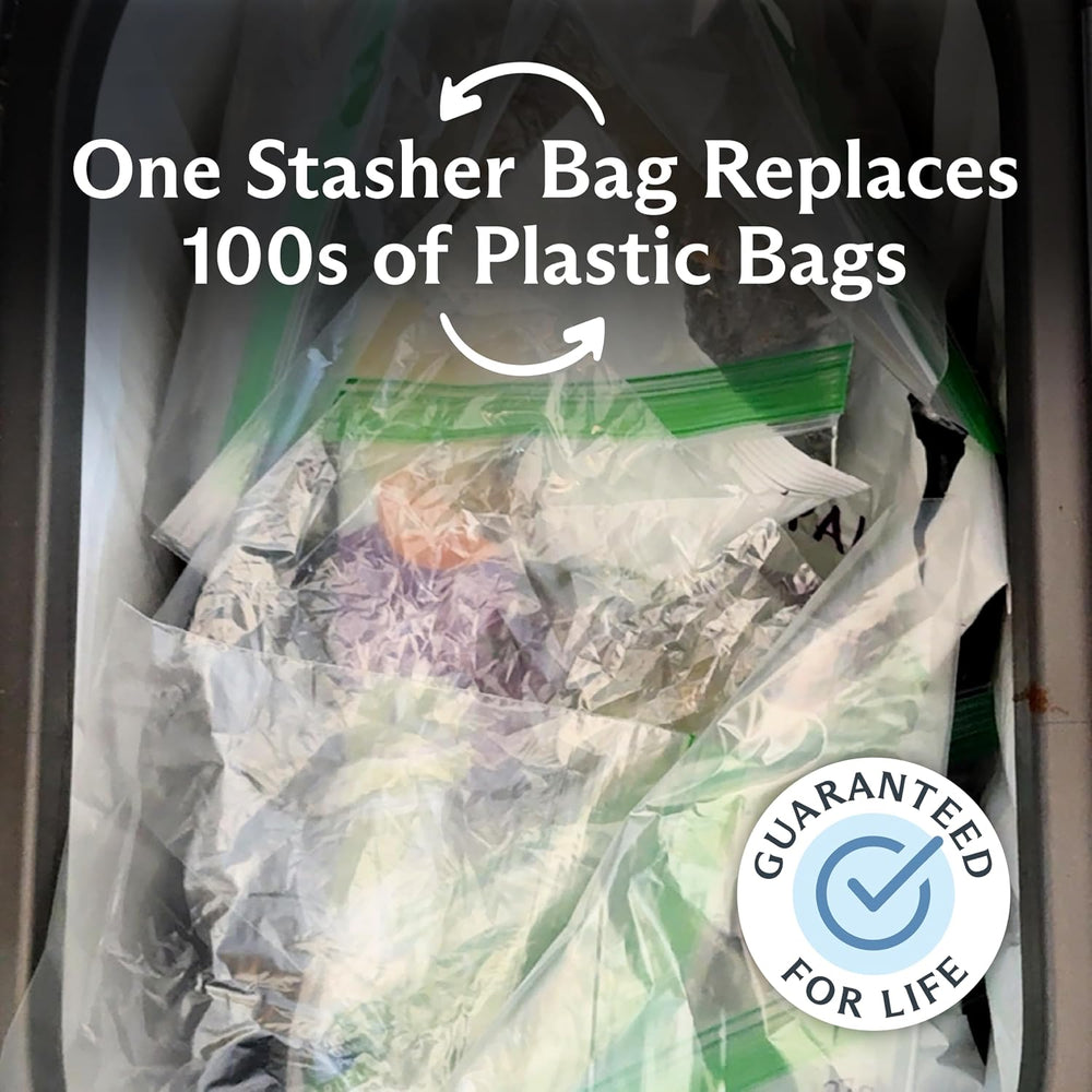 Stasher Reusable Silicone Bags and Stretch Lids, 10-Pack Starter Kit, Clear