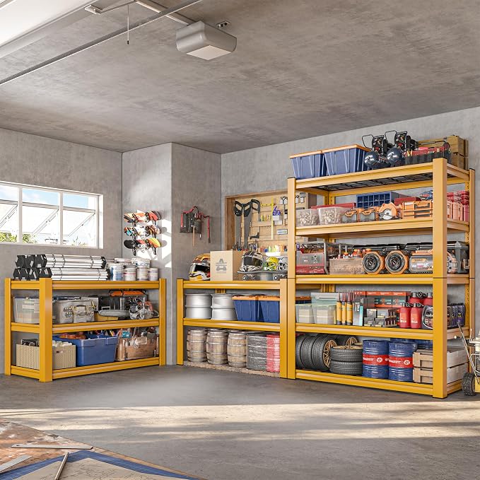 REIBII 72''H Garage Shelving 3010 LBS Storage Shelves Adjustable Metal Shelving