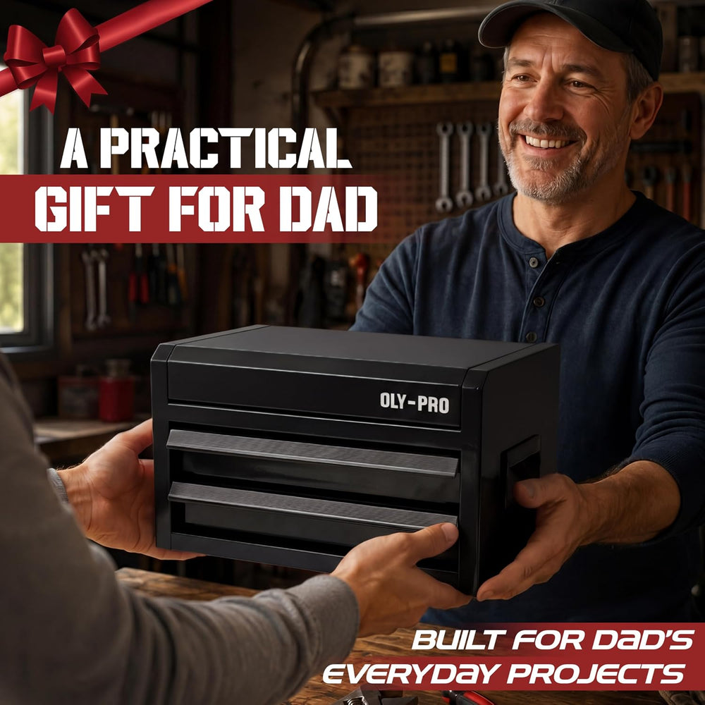 Mini Toolbox with 2 Drawers and Top Storage, Durable Tool Box Steel Construct...