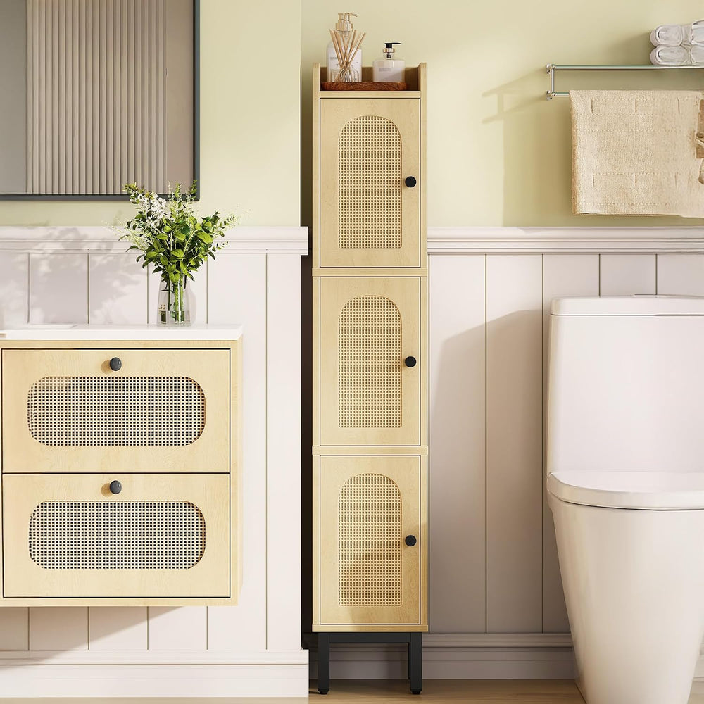 Hzuaneri Slim Bathroom Storage Cabinet, Narrow Bathroom Organizers,3 Doors