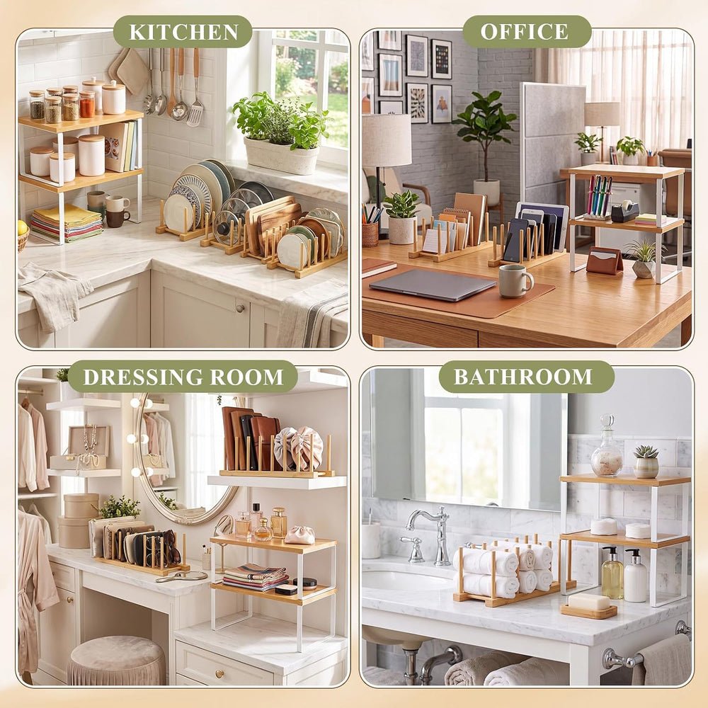 8 Pcs Kitchen Organizer Accessories Set Stackable Cabinet Organizer Shelf and...