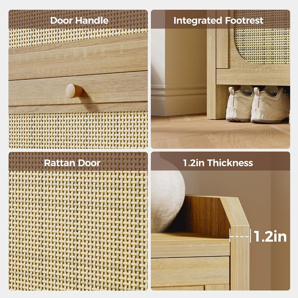 Mericonia Shoe Cabinet Storage for Entryway with 2 Flip Drawers(3-Tier), Ratt...