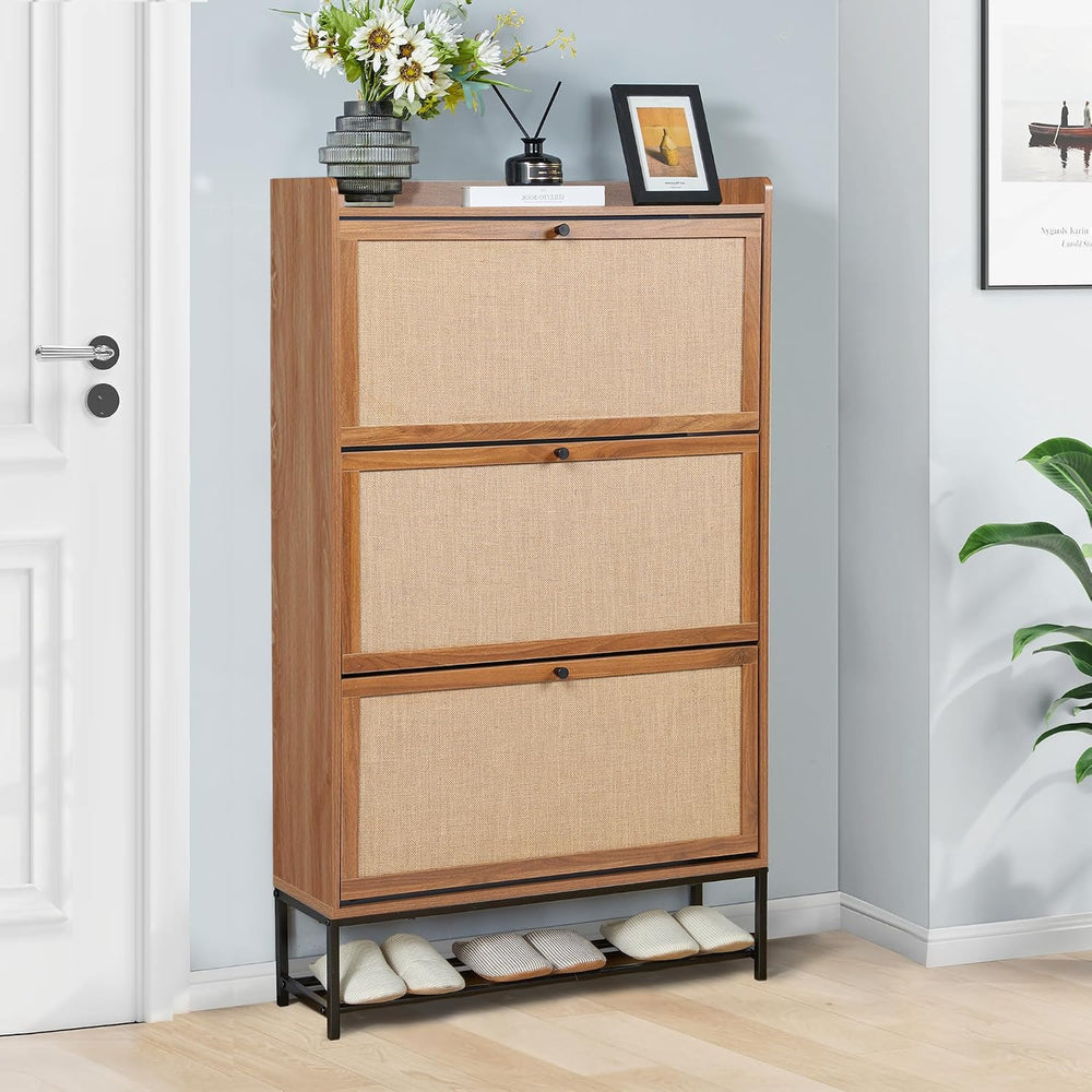 LEVNARY Shoe Cabinet for Entryway, Slim Shoe Cabinet with 3 Flip Drawers Narr...