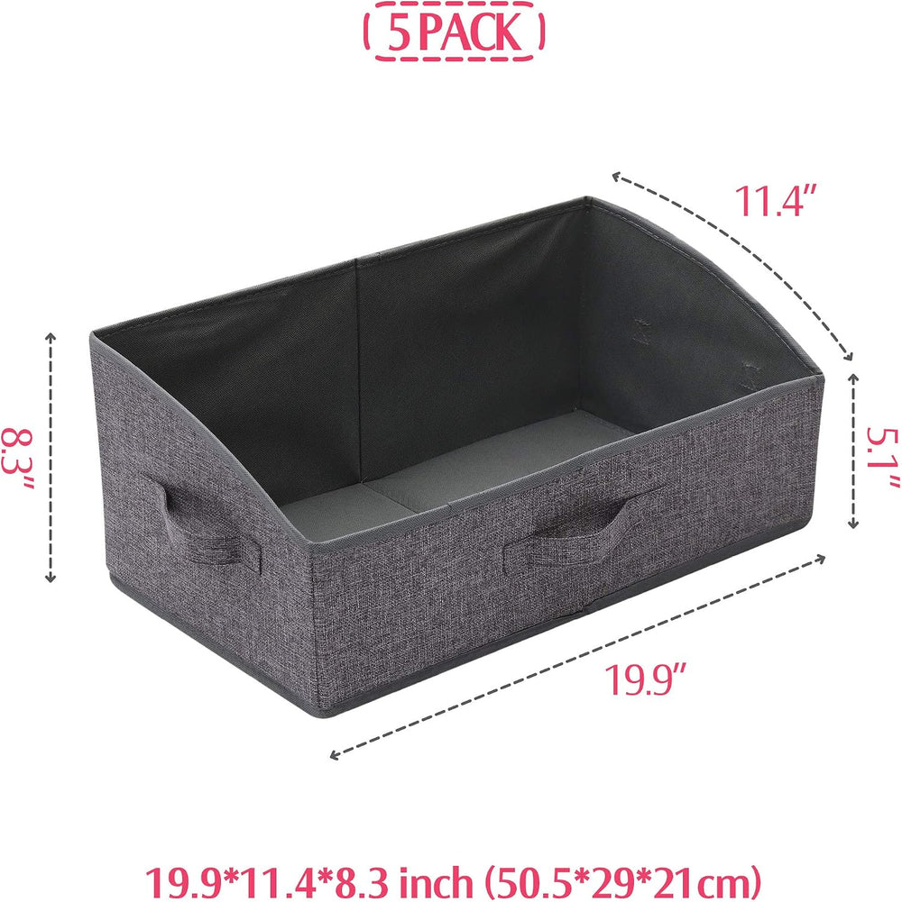 TENABORT 5 Pack Trapezoid Large Foldable Closet Storage Bins with Handle, Fab...