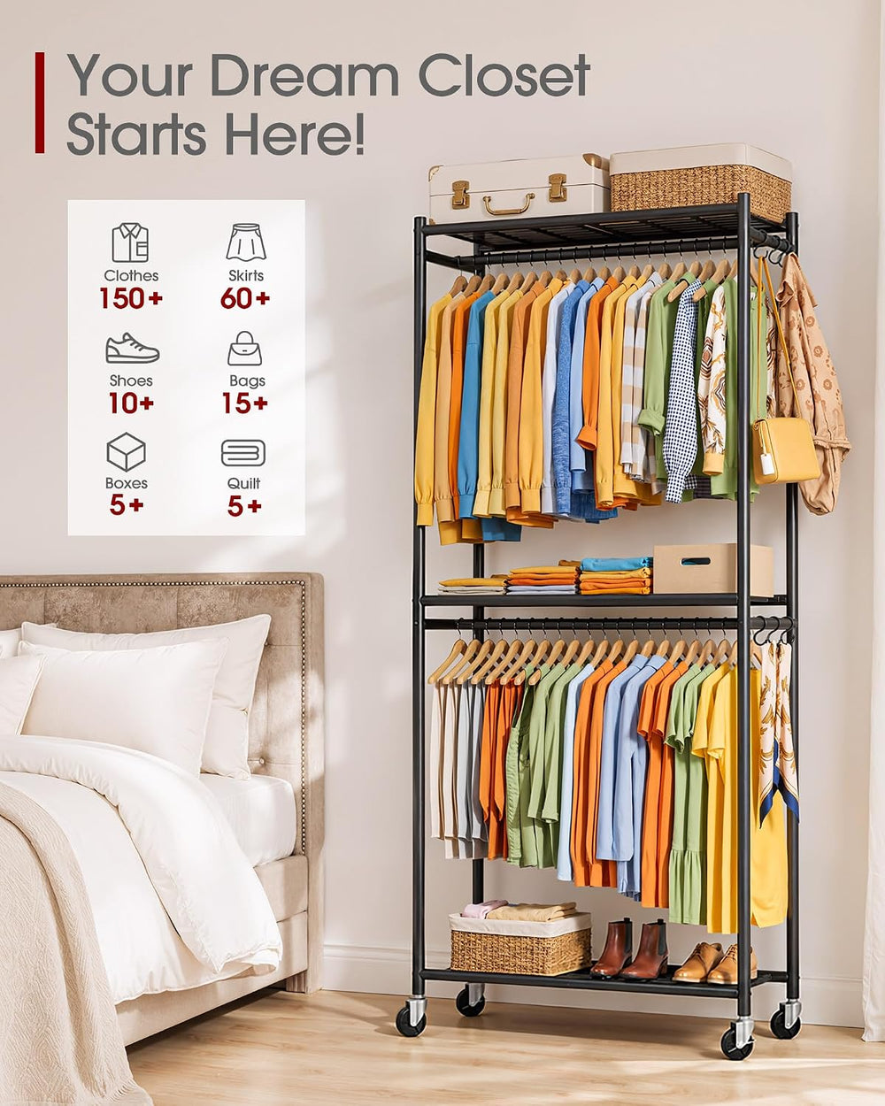 Sakugi Clothes Rack - 33.0" x 12.2" x 79.5" Clothing Rack with...
