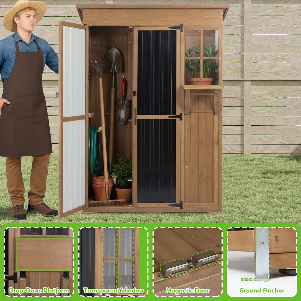 Large Outdoor Storage Cabinet Waterproof with Shelves, Outside Storage Shed T...