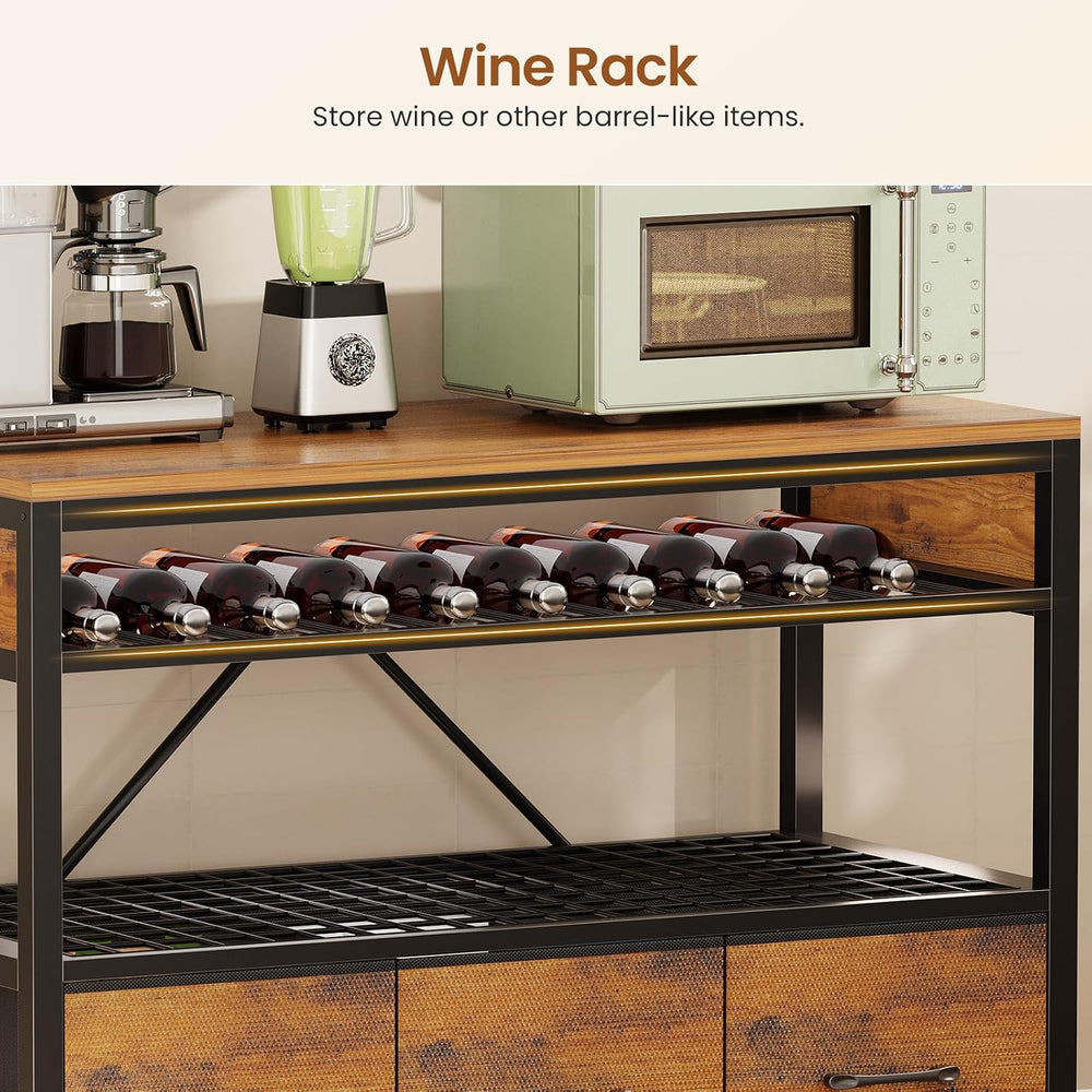 Itaar Bakers Rack with Storage and Power Outlet, 35.4 inch Coffee Bar Cabinet...