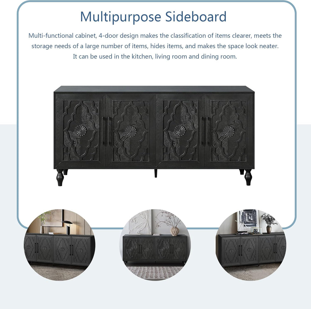 LUMISOL Sideboard Buffet Cabinet with Storage, Accent Storage Cabinet with 4 ...