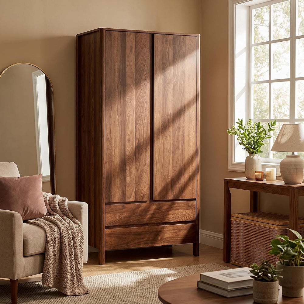 Armoire Wardrobe Closet, 70.9" Tall Wardrobe Cabinet with 2 Doors, 2 Lar...