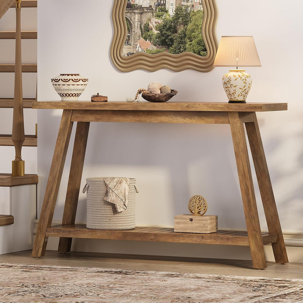 47.2" Farmhouse Console Table with 2-Tier Open Storage