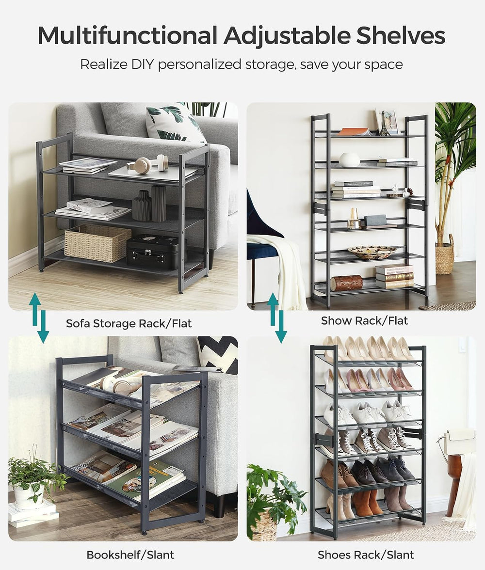 SONGMICS Metal Shoe Rack, 6-Tier Shoe Orgainzer, Holds 18-24 Pairs