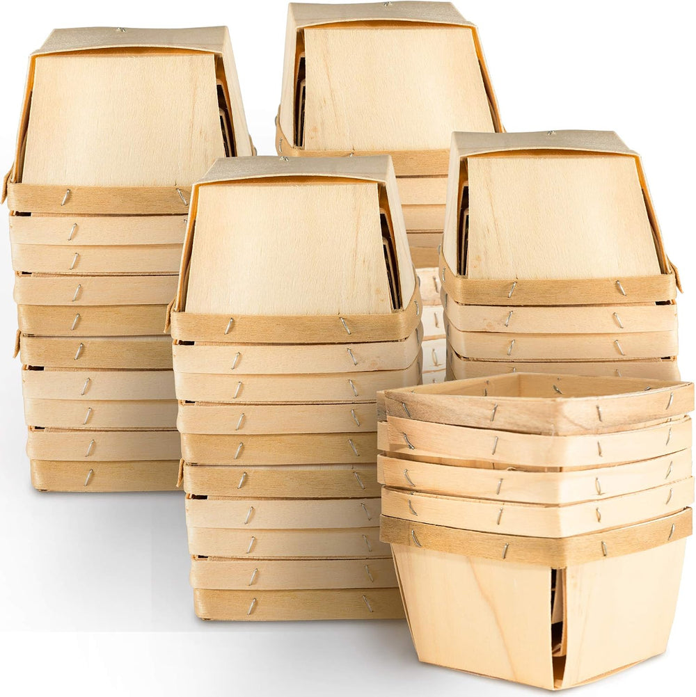 Quart Vented Wooden Gift Baskets, 5.75-Inch Square, 50-Pack