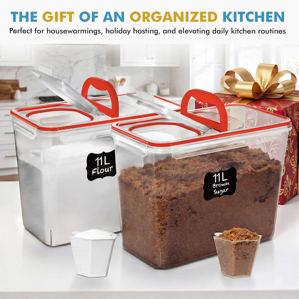 Shazo 2 PC (11L | 372 oz) Flour Sugar Storage Containers with Spout Lid &...