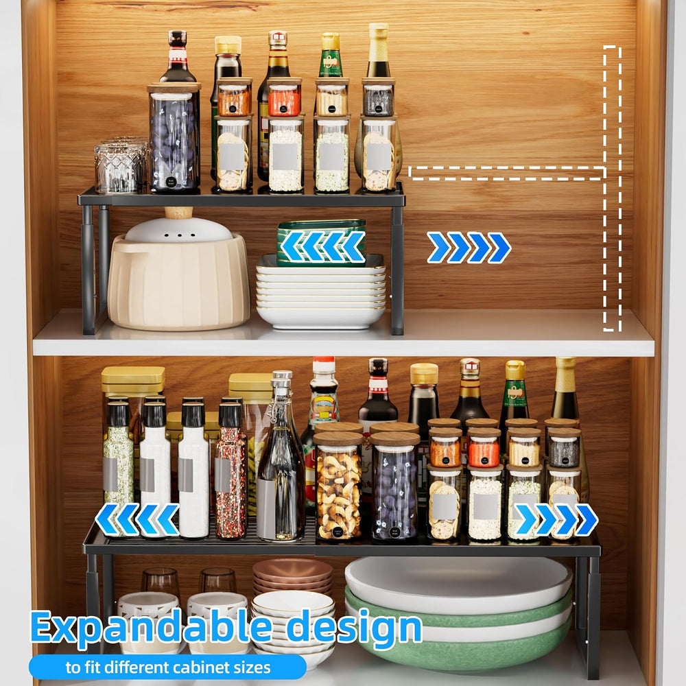 Cabinet Shelves, 2 Pack Stackable Shelves for Pantry Storage