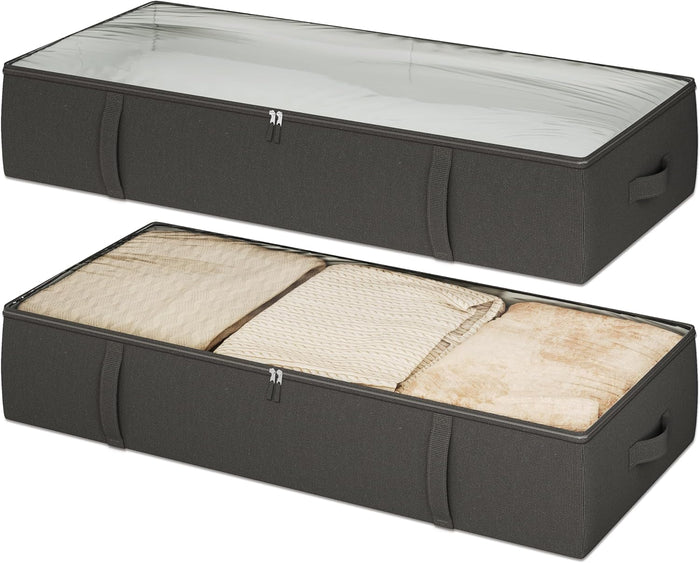 2-Pack Under Bed Storage Containers, 8 Inches Tall Underbed Clothes Storage