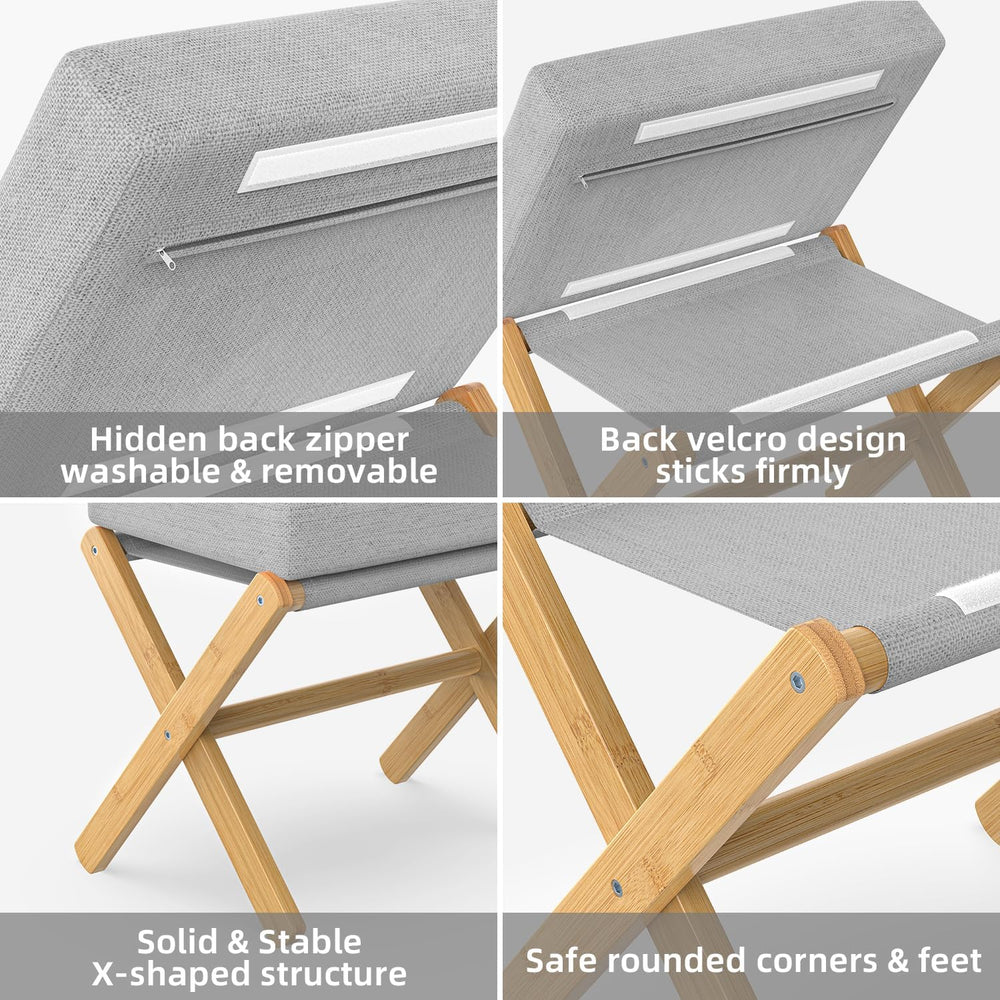 BAMBOOHOMIE Foldable Foot Stool Ottoman, Modern Foot Rest with Bamboo X Legs ...