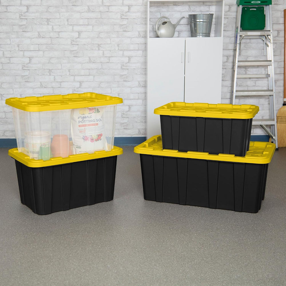 Sterilite Industrial Storage Tote with Lids for Garage, 27 Gallon, 16-Pack