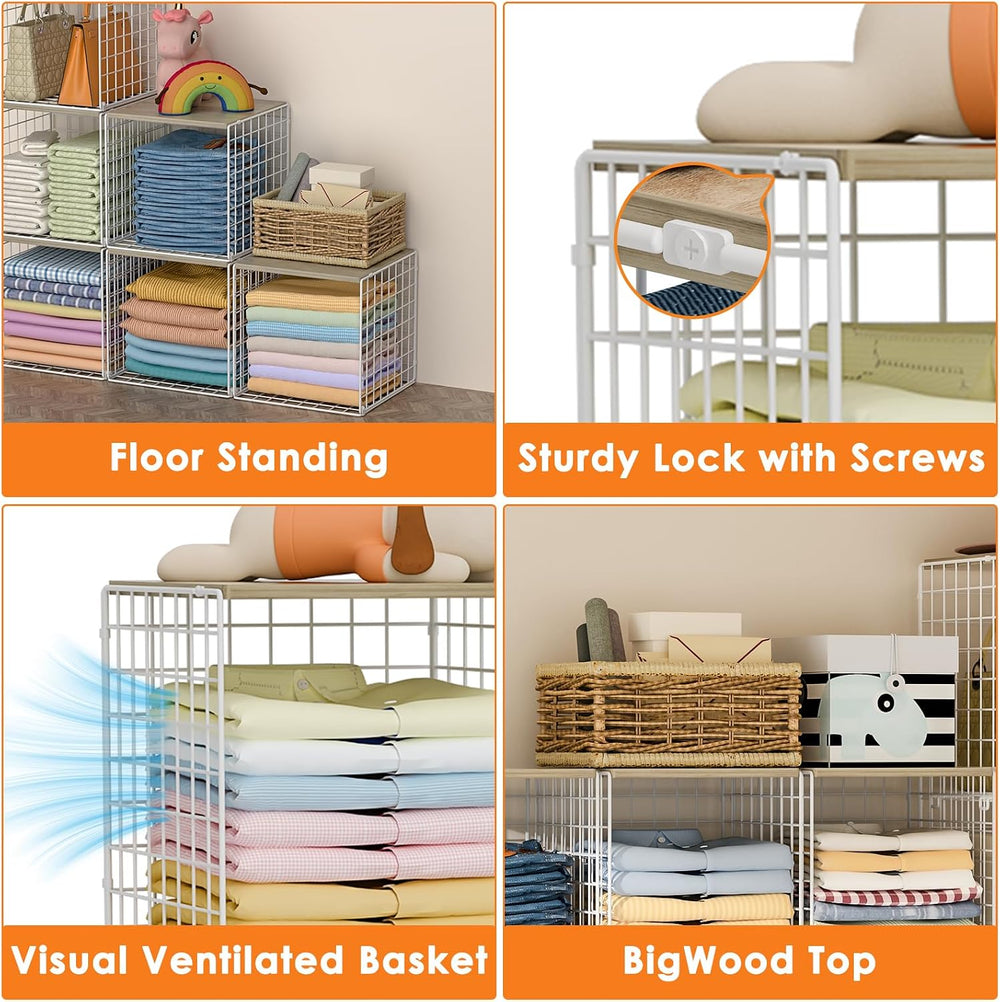 Hencawima 6 Pack Stackable Closet Organizer, Closet Organizers and Storage Sh...