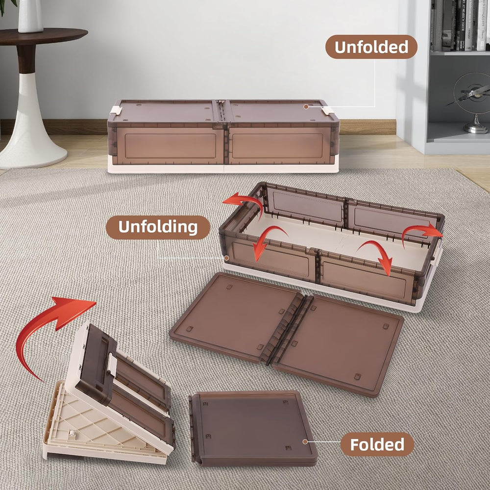 FAHKNS 2 Pack Under Bed Storage with Wheels, 17.2Gal Stackable Under Bed Stor...