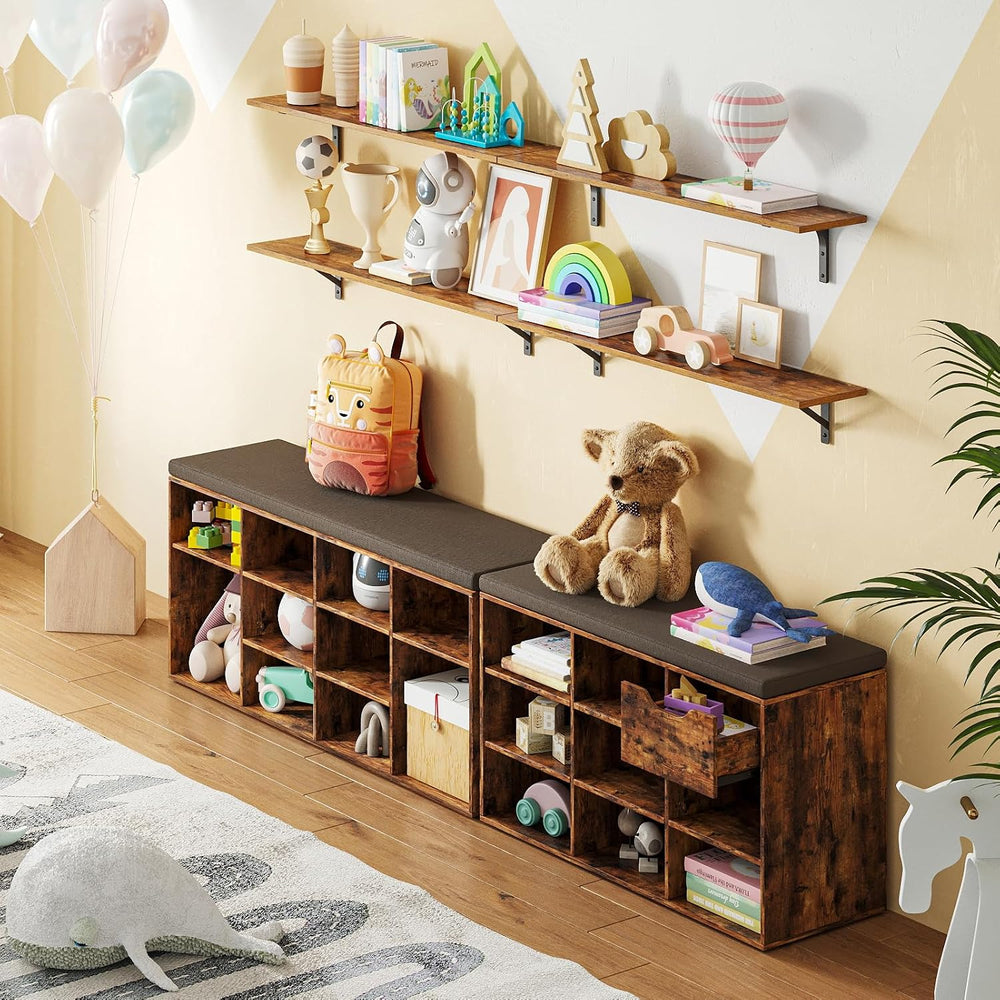 DINZI LVJ Long Wall Shelves, 47.3Inch Wooden Floating Shelves with Brackets