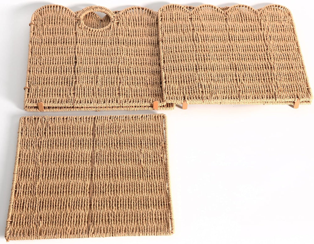 Scalloped Wicker Storage Cubes Basket, 12”x12“ Heavy Duty Paper rope/Hyacinth...