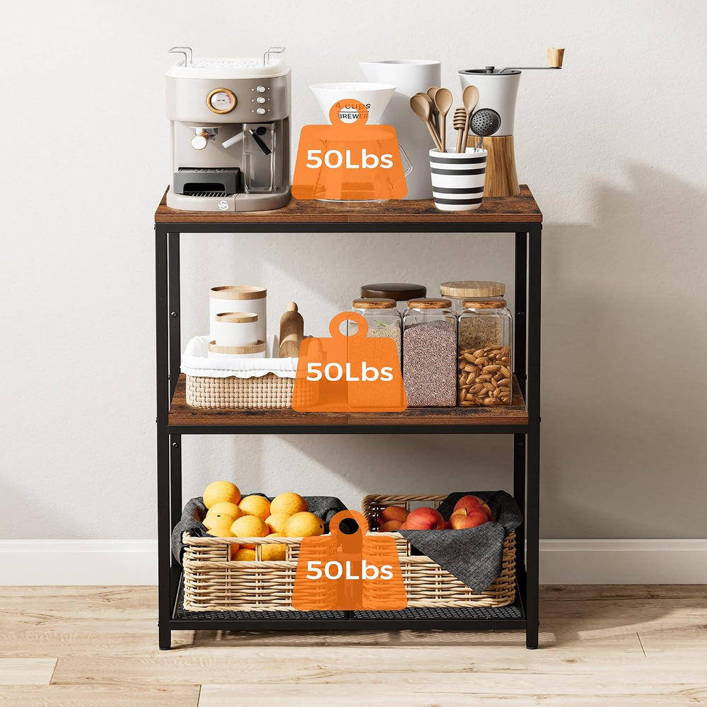 Homleke Kitchen Island with 3 Shelves, Workbench, Microwave Stand