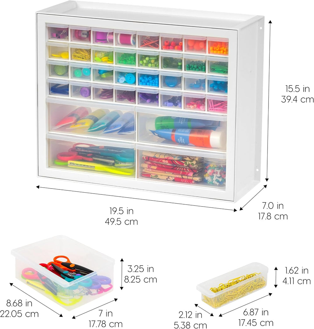 IRIS USA 36-Drawer Storage Cabinet, Bead Craft Supplies, Made in USA, White