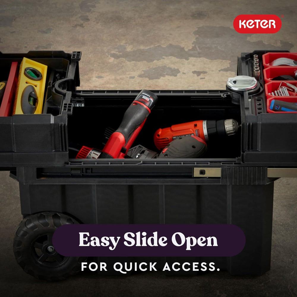 Keter Masterloader Resin Rolling Tool Box with Locking System and Removable B...
