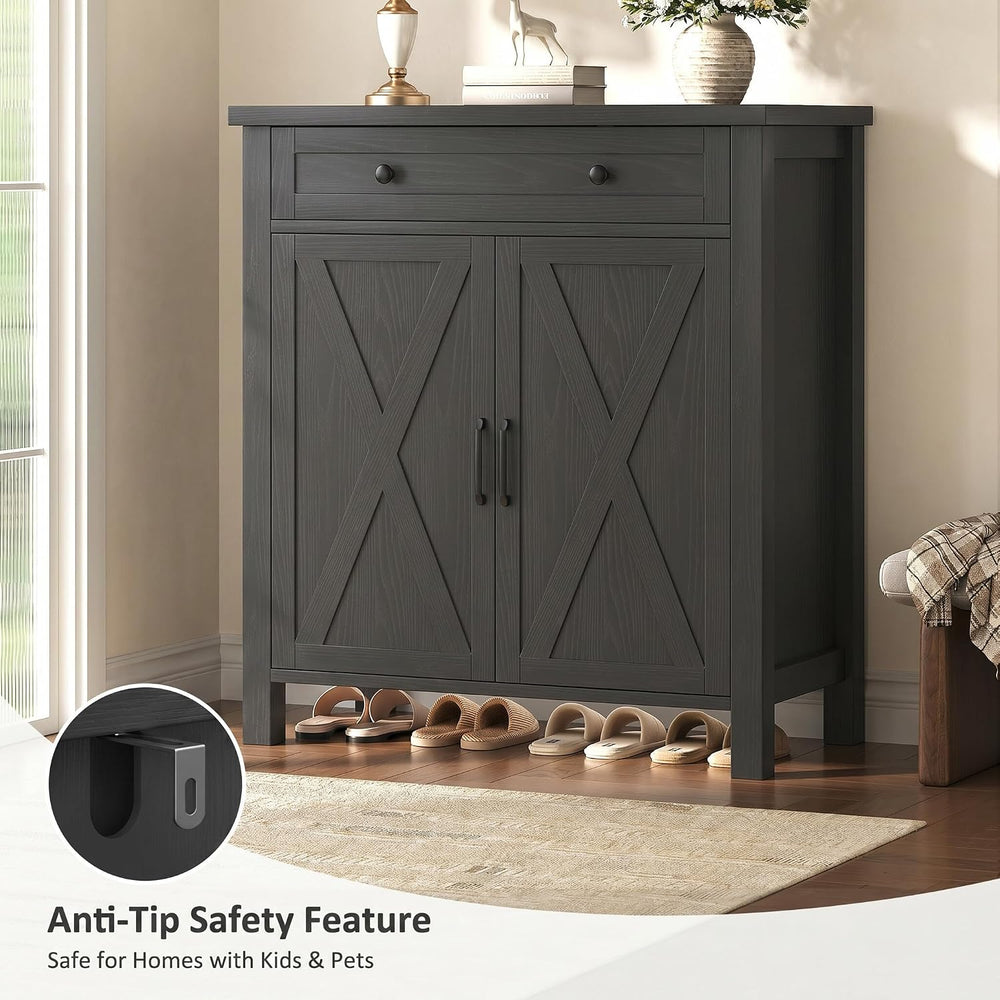 Farmhouse Shoe Storage Cabinet, 5-Tier High Boots Organizer with Adjustable S...