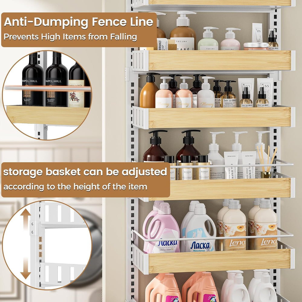 POKIPO 6 Tier Over The Door Pantry Organizer, 2-in-1 Door Hanging or Wall Mou...