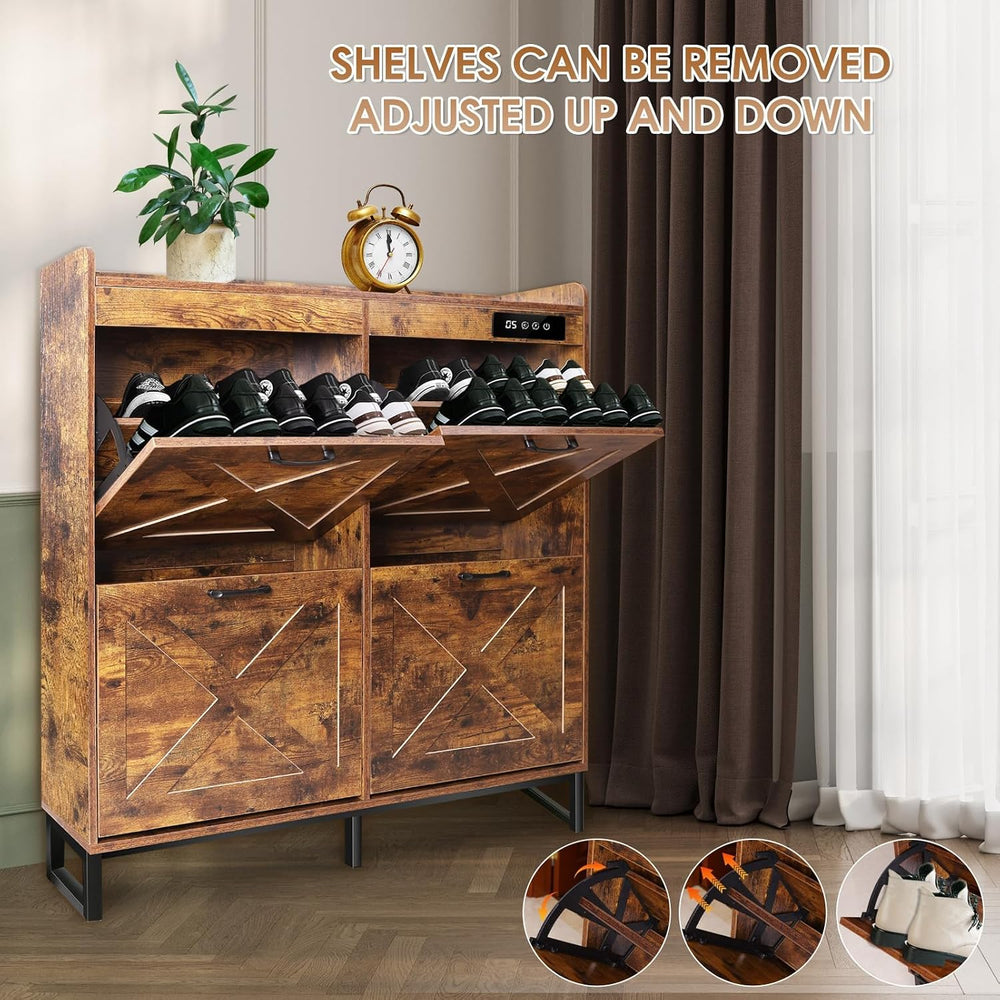 BEURUKU Shoe Cabinet with Deodorizer & 4 Flip Drawers, Shoe Cabinet Stora...