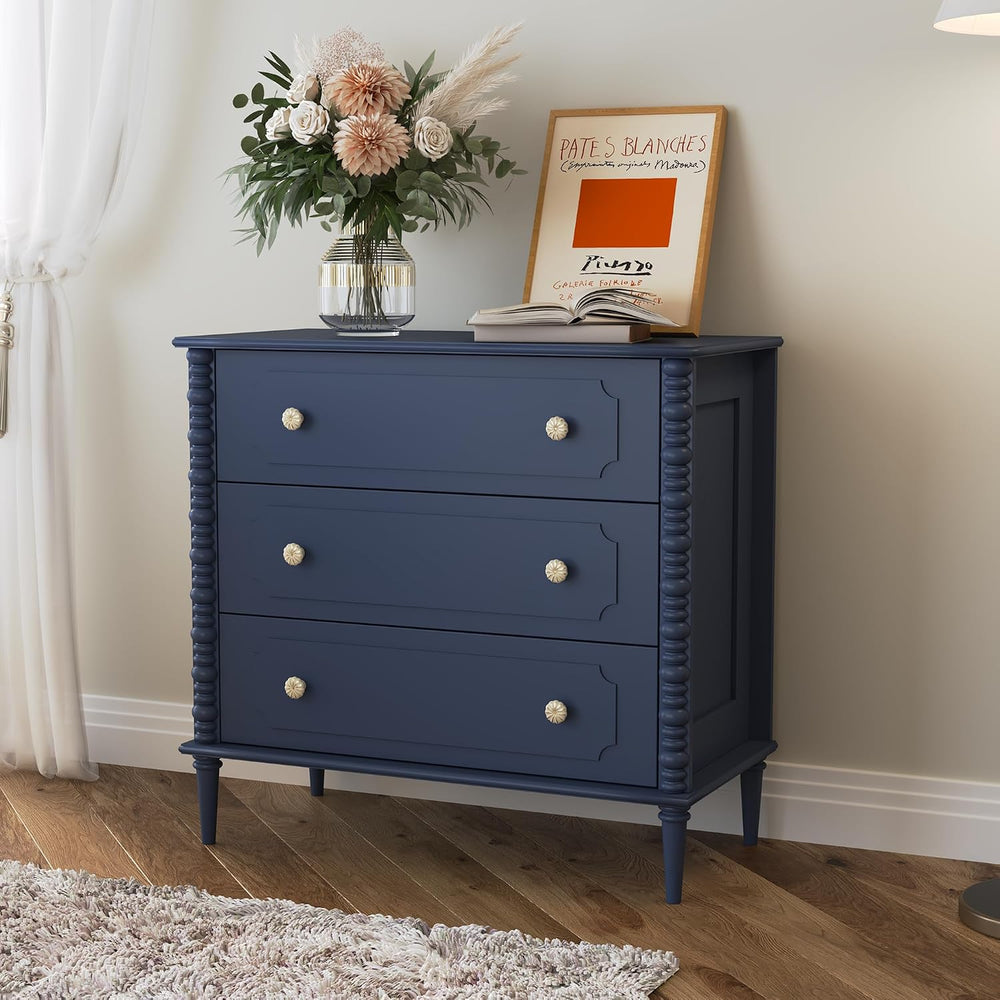 3 Drawer Dresser for Bedroom, 32" Wide Chest of Drawers, Blue