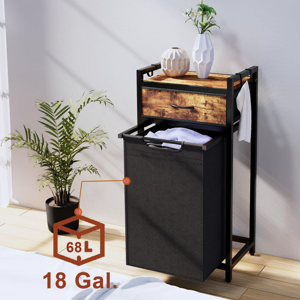 Timberer Laundry Hamper, Laundry Sorter, Rolling Laundry Basket with Drawer, ...