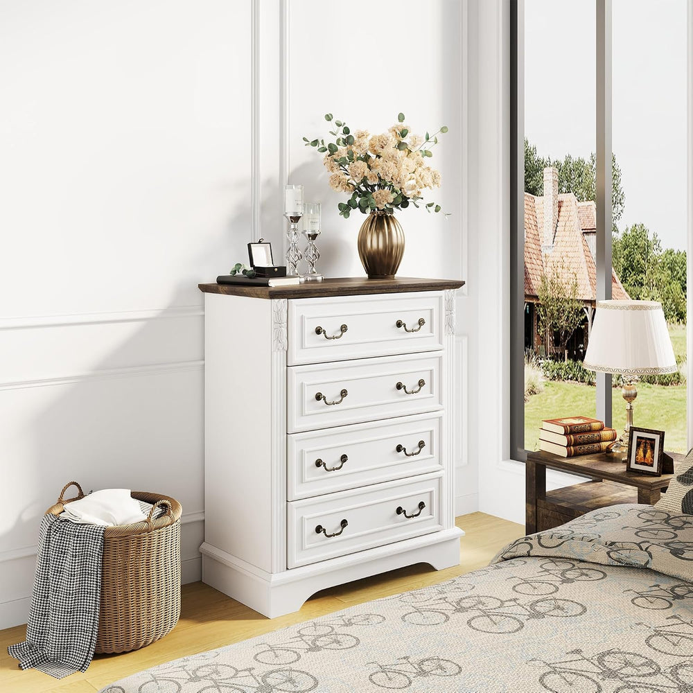 BOSHIRO Farmhouse 4 Drawer Dressers for Bedroom