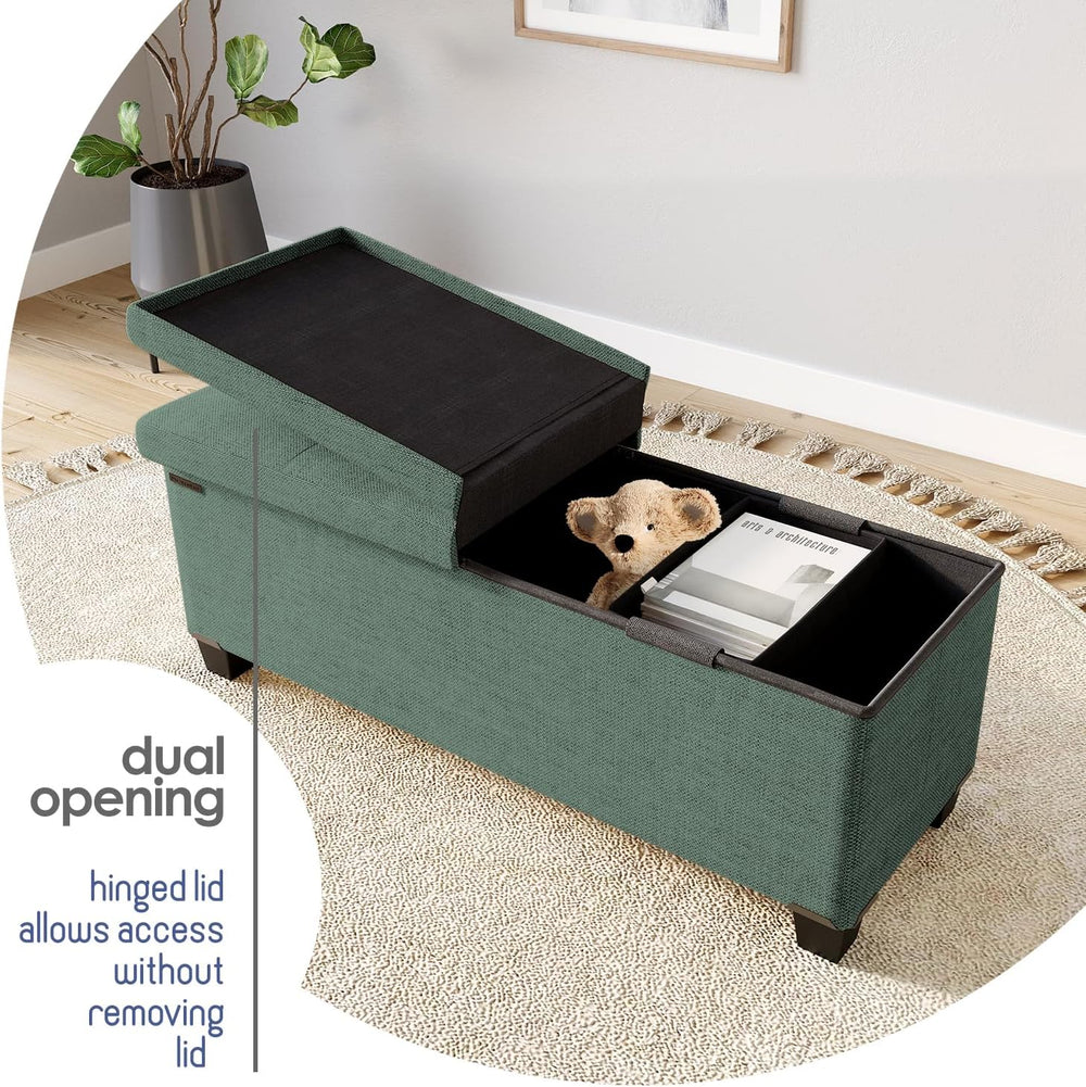 Storage Ottoman Bench with Bins, 43-in Storage Bench for Bedroom End of Bed, ...