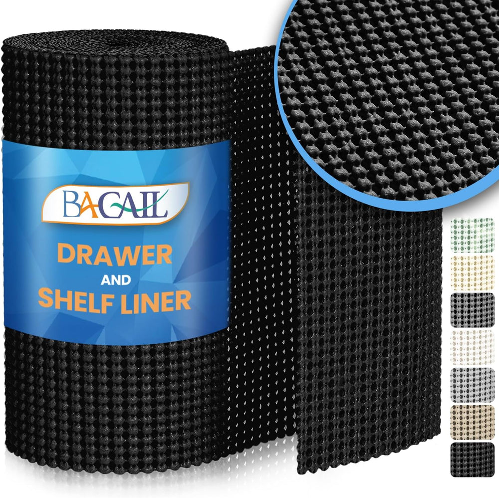 BAGAIL Drawer and Shelf Liner, Non Slip Cabinet Liner, 12" x30', Black