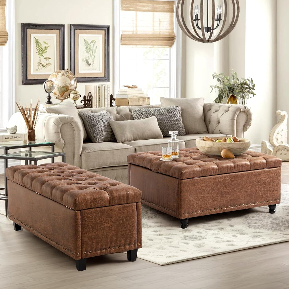 Grepatio 51" Ottoman Storage Benches, 30 Gallons End of Bed Storage Benc...