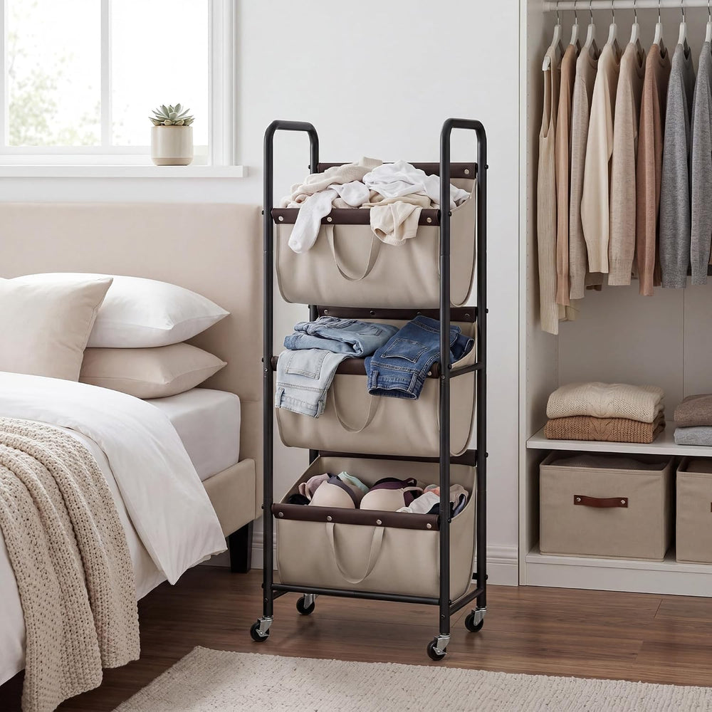 GRANNY SAYS 3 Tiered Laundry Sorter, Narrow Hamper Cart with Wheels