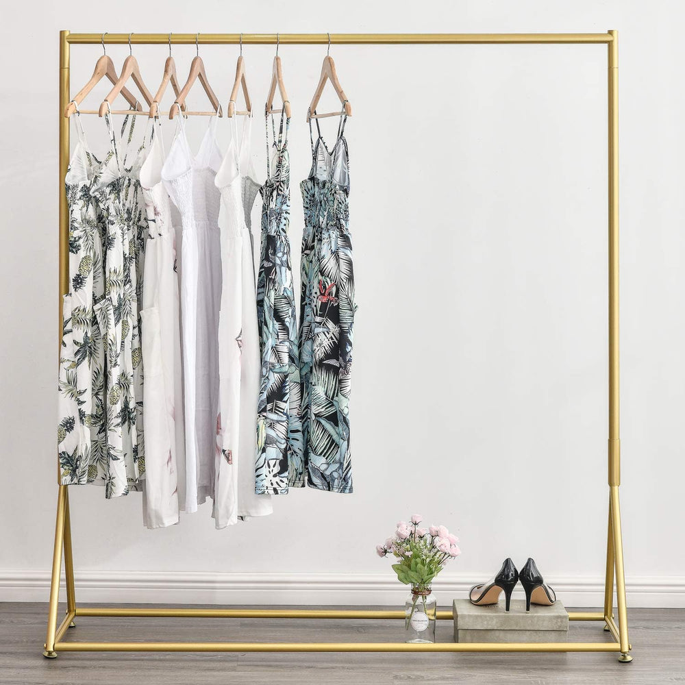 Gold Pipe Clothing Racks Freestanding, Modern Metal Clothes Rack Heavy Duty, ...